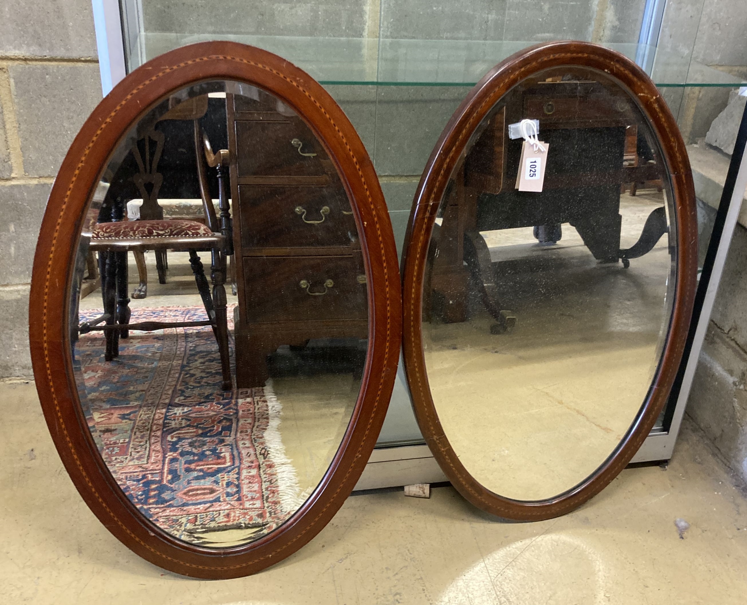 Two Edwardian mahogany inlaid Edwardian mirrors